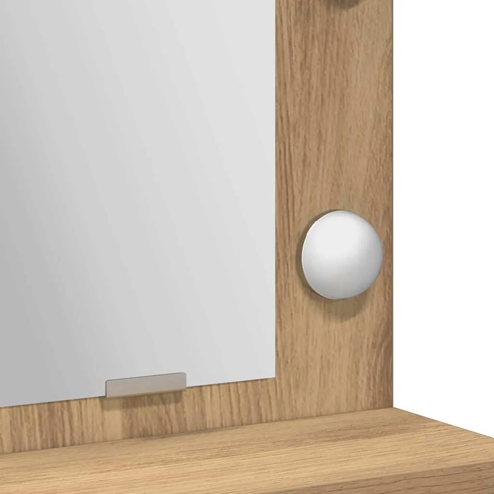 Mesa de Maquiagem vidaXL com Luzes LED em Carvalho Artisan 79x41x135 c