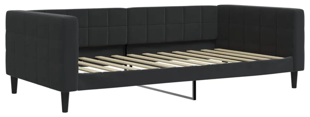Sofá-cama com gavetão e colchões 100x200 cm veludo preto
