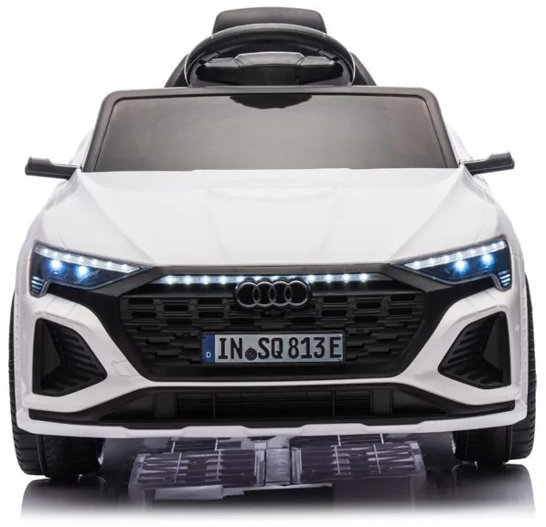 Carro elétrico para crianças Audi S Q8, 12V pneus de borracha EVA, banco em pele artificial branco