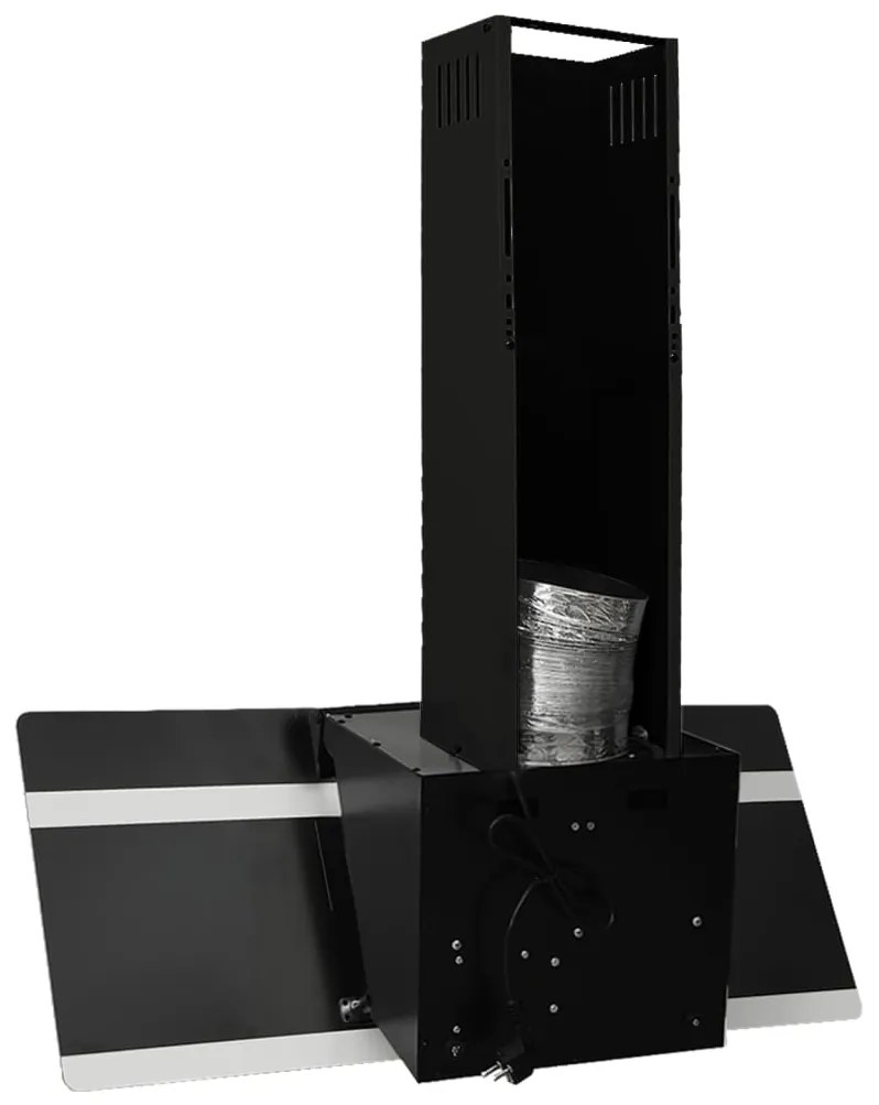Exaustor de parede 90 cm aço e vidro temperado preto