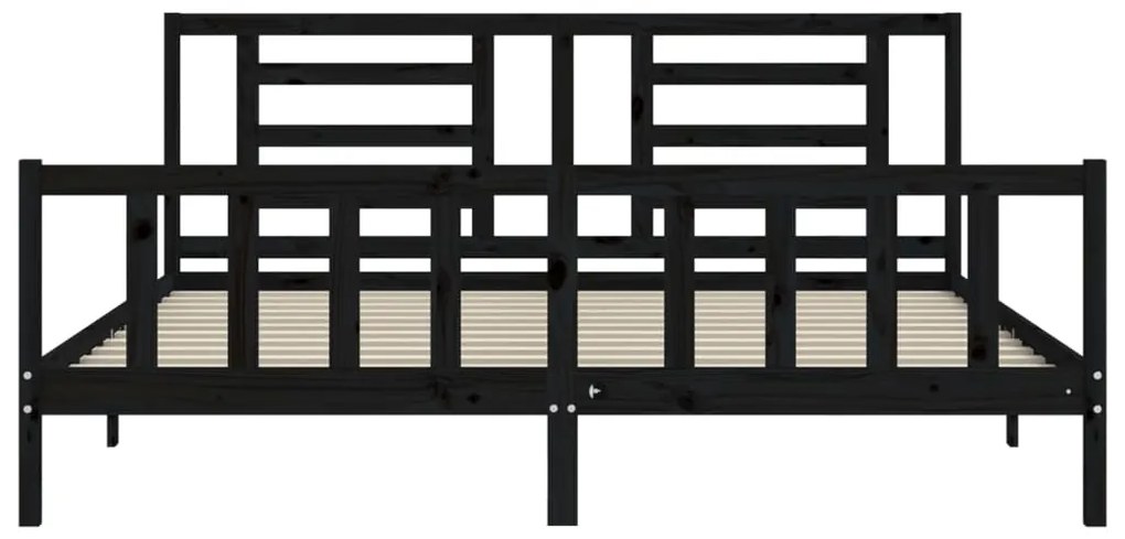 Estrutura de cama com cabeceira 200x200 cm madeira maciça preto