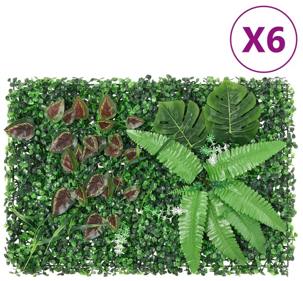  vidaXL Vedação de plantas artificiais 6 pcs 40x60 cm verde