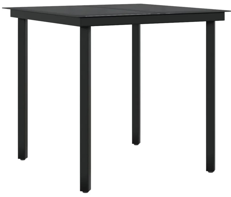 3 pcs conjunto de jantar para jardim com almofadões preto
