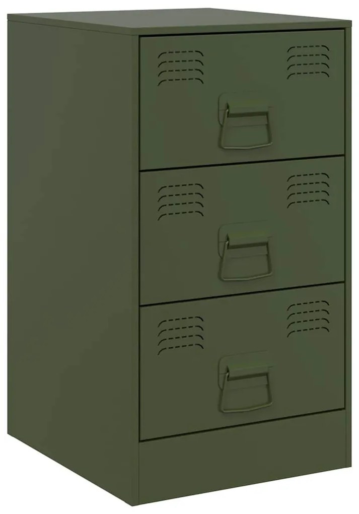 Mesas de cabeceira 2 pcs 34,5x39x62 cm aço verde azeitona