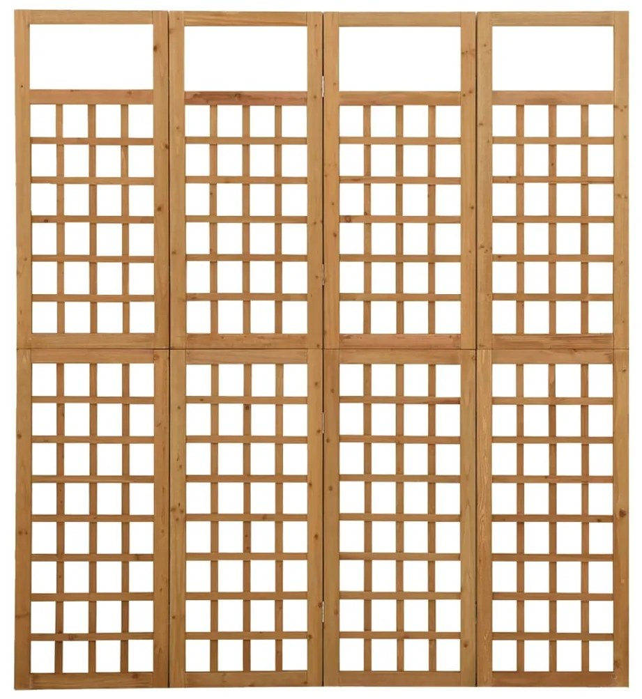 Biombo/treliça 4 Painéis Madeira de Abeto Maciça 161x180 cm