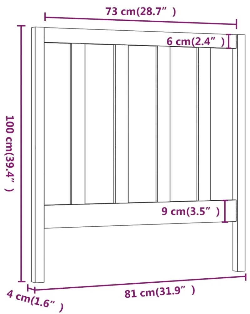 Cabeceira de cama 81x4x100 cm pinho maciço castanho mel