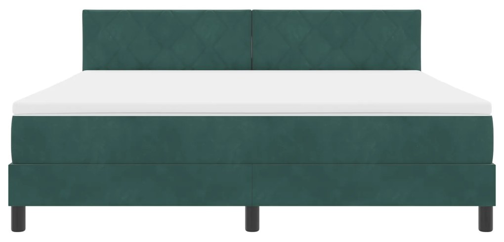 Cama Box Spring vidaXL com Colchão Verde Escuro Super King Veludo