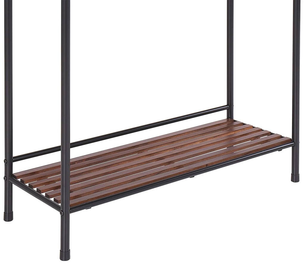 Toalheiro de pé metálico com prateleira preto e castanho escuro 72 x 85 cm MURIVA Beliani