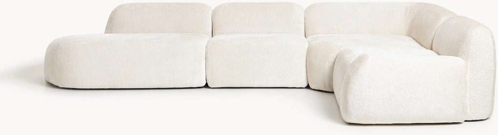 Sofá de canto modular XL em teddy-bouclé com chaise longue Wolke (4 lugares)