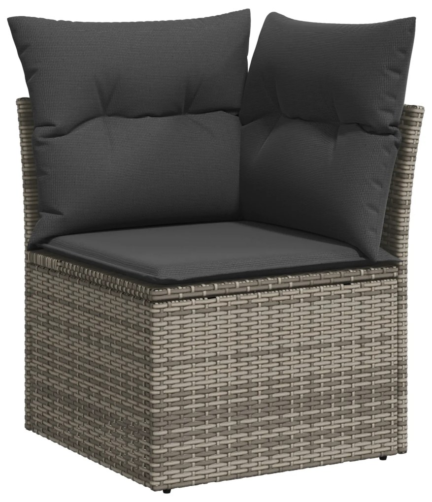 Conjunto de Sofá de Jardim Modular de 9 Peças com Almofadas Cinza Vime