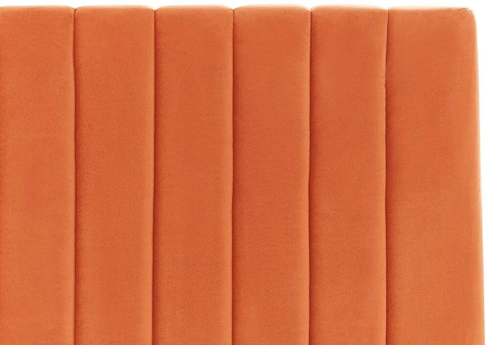 Cama de casal com arrumação em veludo laranja 140 x 200 cm VION Beliani