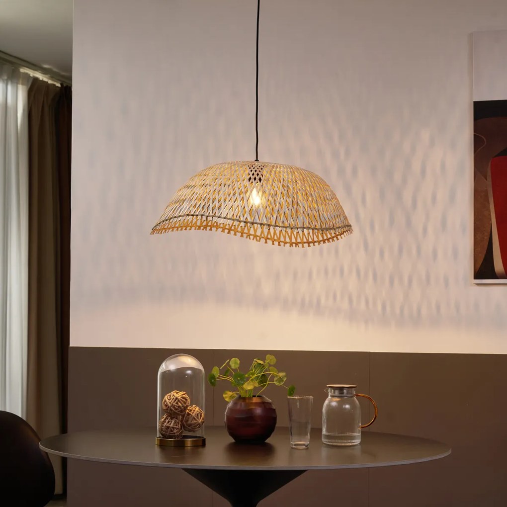 Candeeiro Pendente Boémio Preto com Bambu - Lily