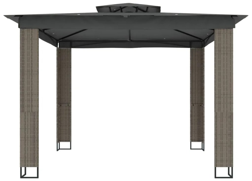 Gazebo com telhado duplo 2,94x2,94 m aço antracite