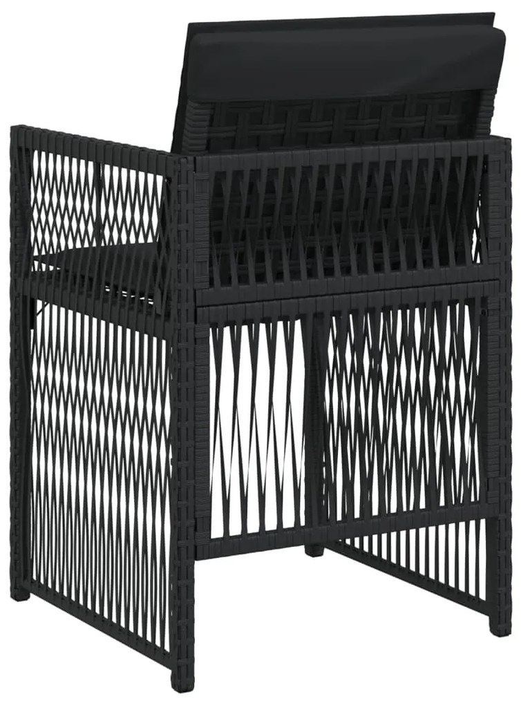 Cadeiras de jardim com almofadões 4 pcs vime PE preto