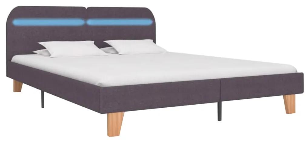 Estrutura cama c/ LEDs em tecido 180x200cm cinzento-acastanhado