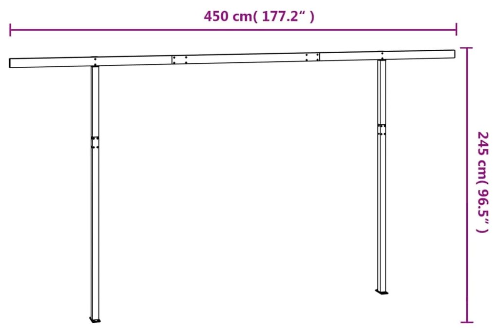 Conjunto de postes para toldo 450x245 cm ferro branco