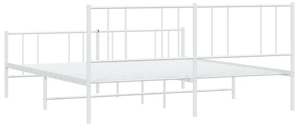 Estrutura de cama com cabeceira e pés 200x200 cm metal branco