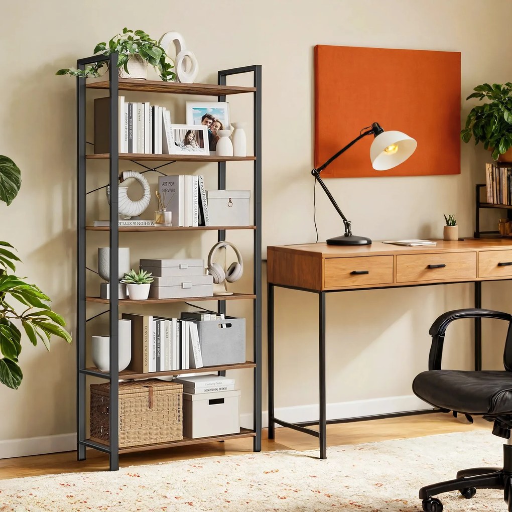 Estante para livros, com 5 níveis 30 x 80 x 153 cm castanho-preto