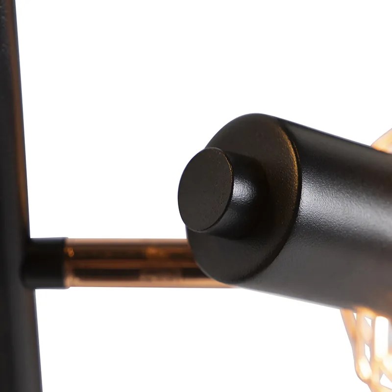 Candeeiro de pé preto com cobre 3-luzes - Mesh