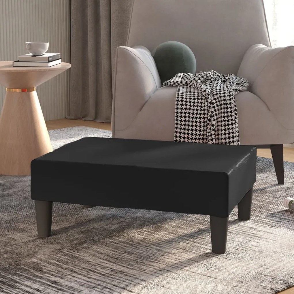 vidaXL Apoio de pés 78x56x32 couro artificial preto
