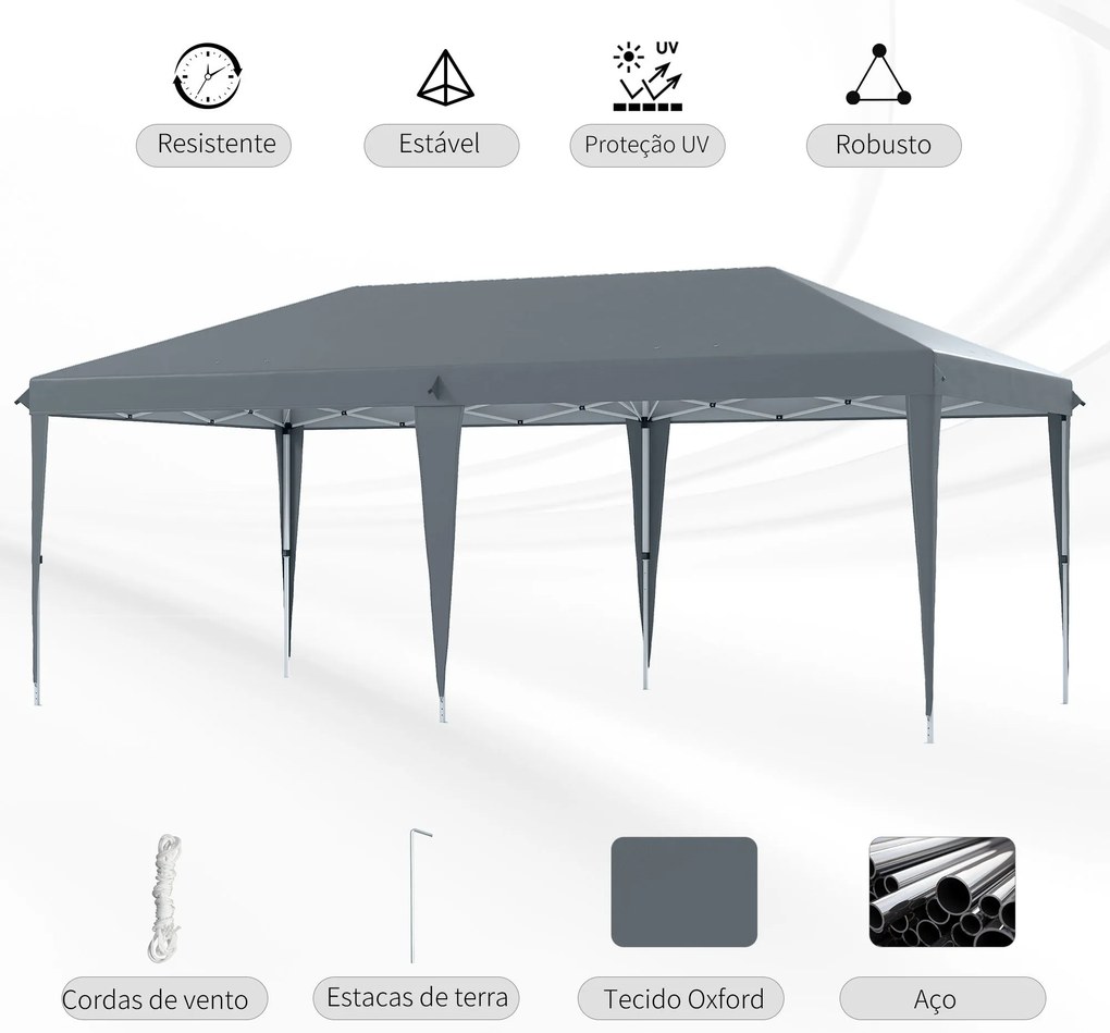 Tenda Dobrável 585x295x270 cm Tenda de Jardim Portátil com Bolsa de Tr