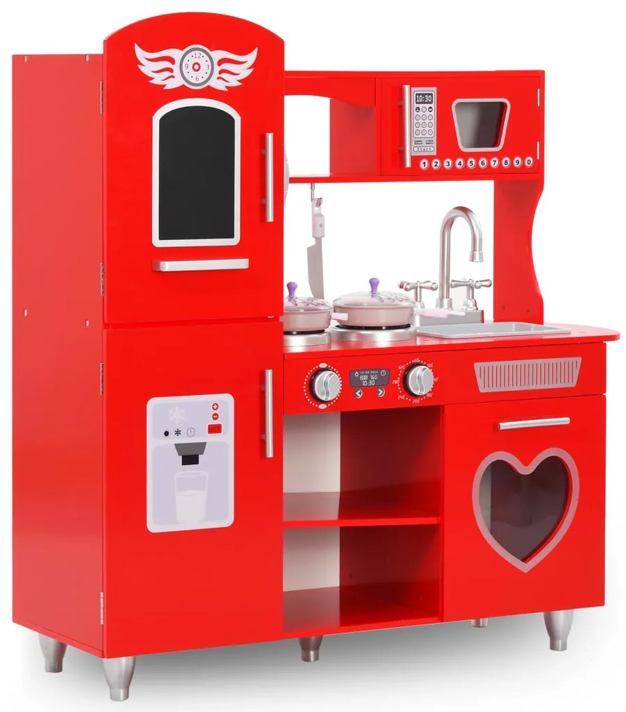 80253 vidaXL Cozinha de brincar para crianças MDF 84x31x89 cm vermelho