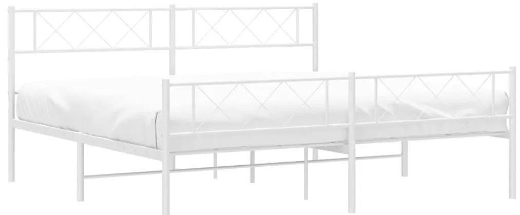 Estrutura de cama com cabeceira e pés 193x203 cm metal branco