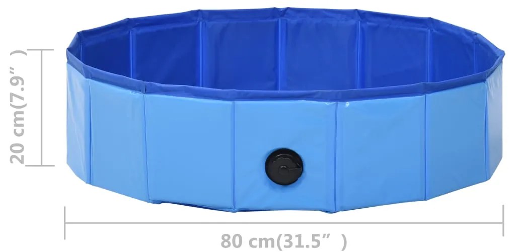Piscina para cães dobrável 80x20 cm PVC azul