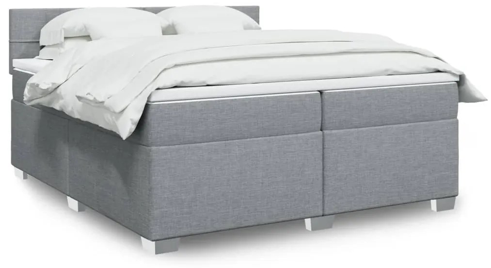 vidaXL Cama com molas/colchão 200x200 cm tecido cinza-claro