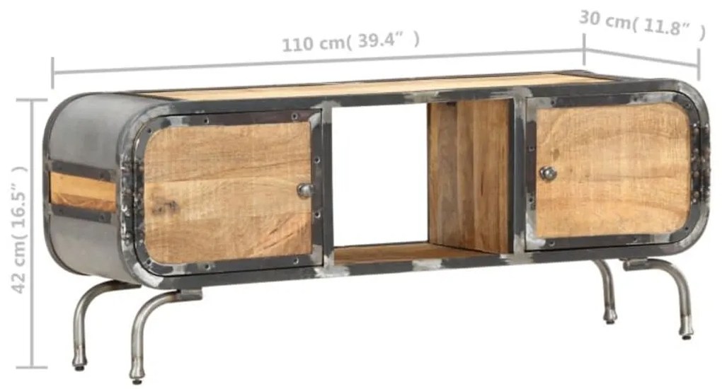 Móvel de TV 110x30x42 cm madeira de mangueira maciça