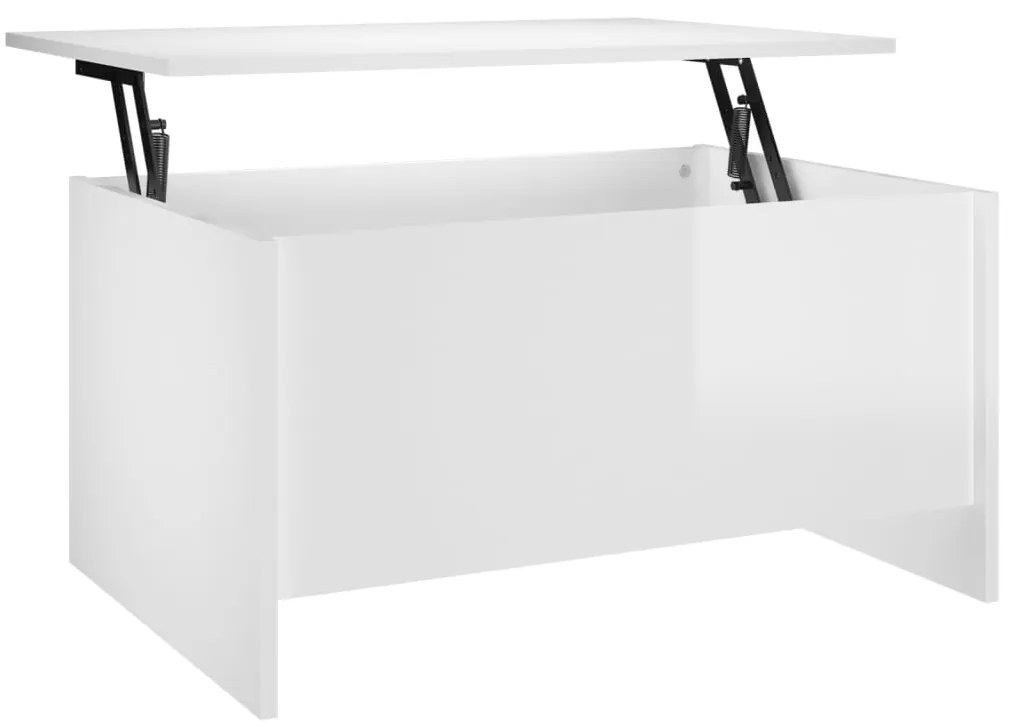 Mesa de Centro Beira Elevatória de 80 cm - Branco Brilhante - Design M