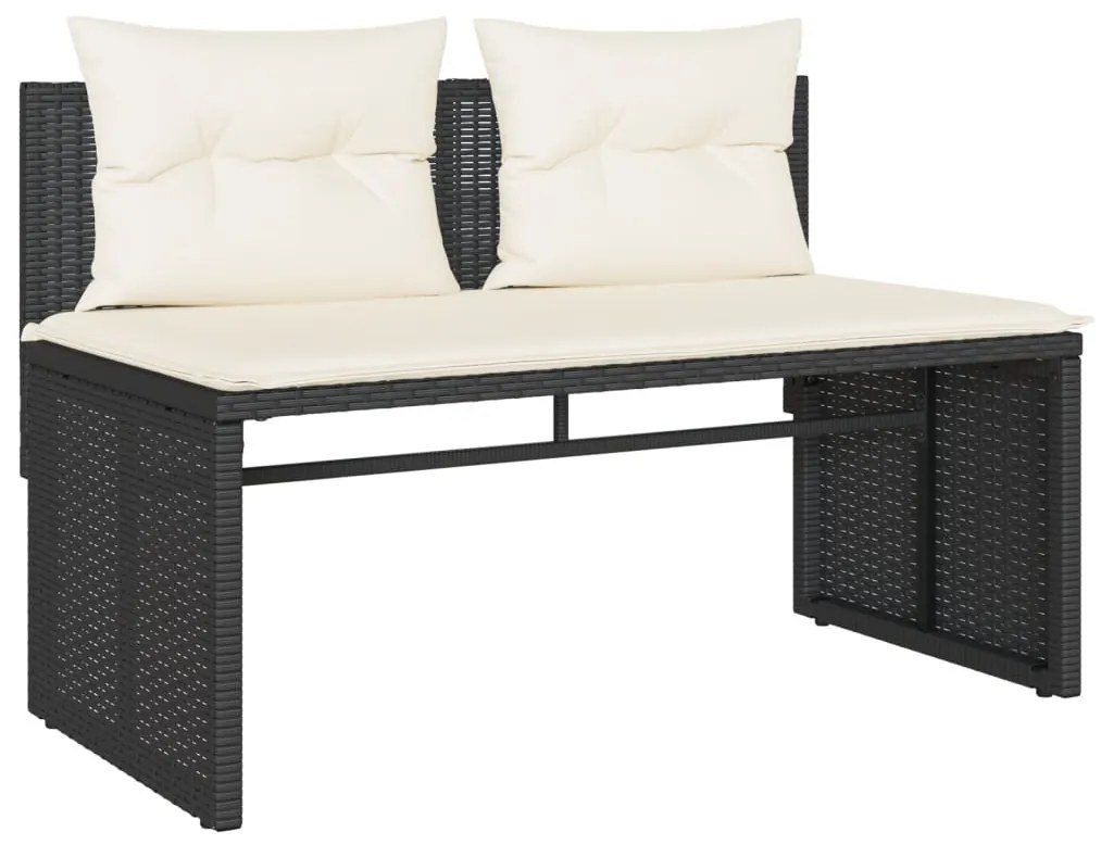 4 pcs conjunto de sofás para jardim c/ almofadões vime PE preto
