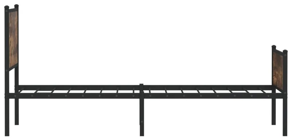 Estrutura de cama sem colchão 100x200 cm metal carvalho fumado