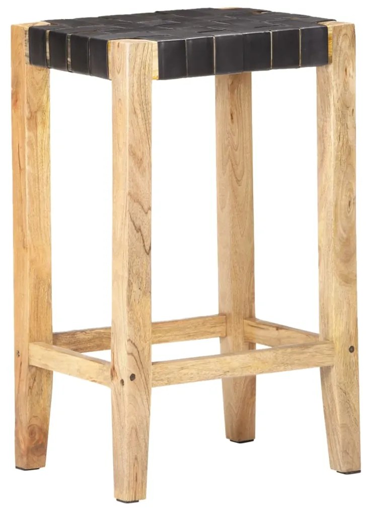 Bancos de bar 2 pcs 75 cm couro genuíno preto