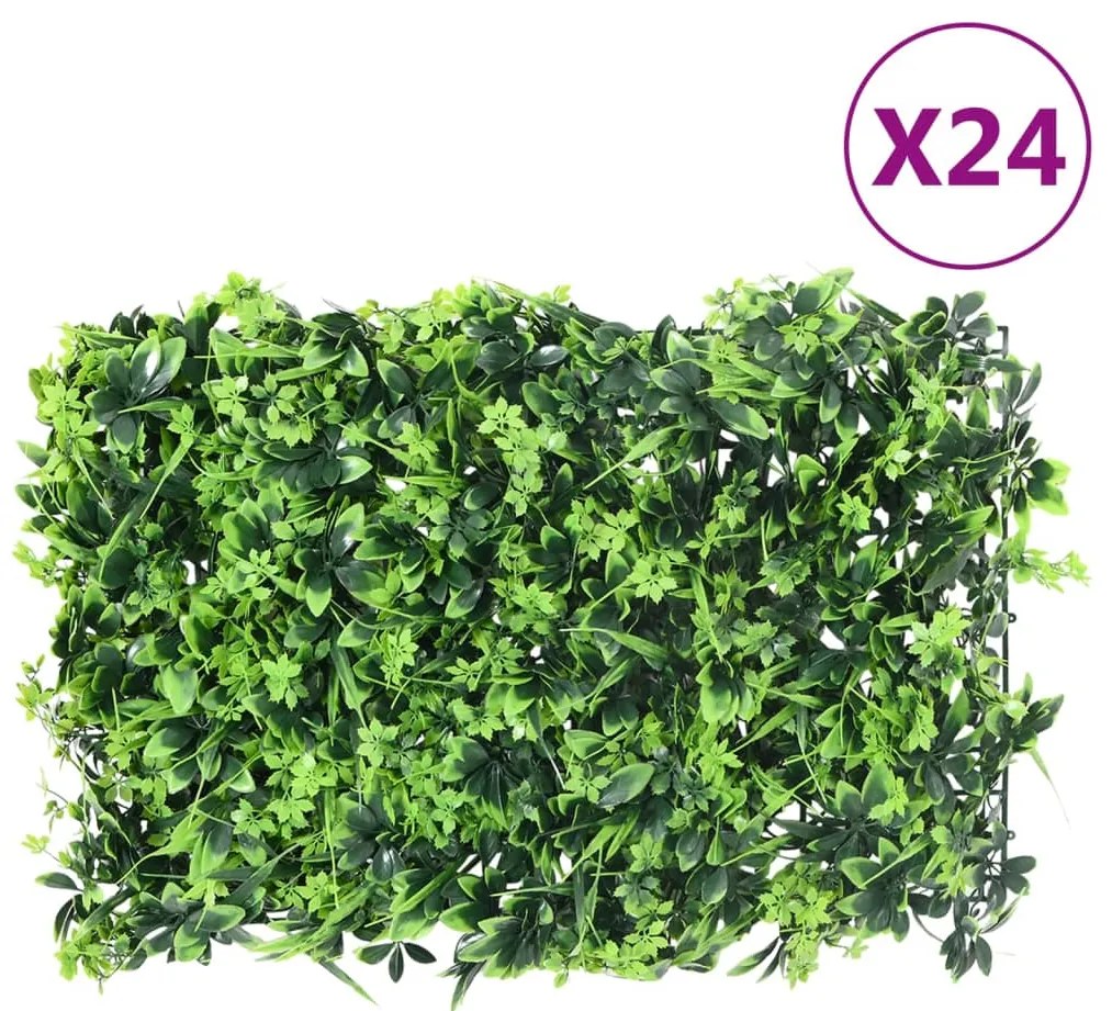 Vedação de folhas artificiais 24 pcs 40x60 cm verde