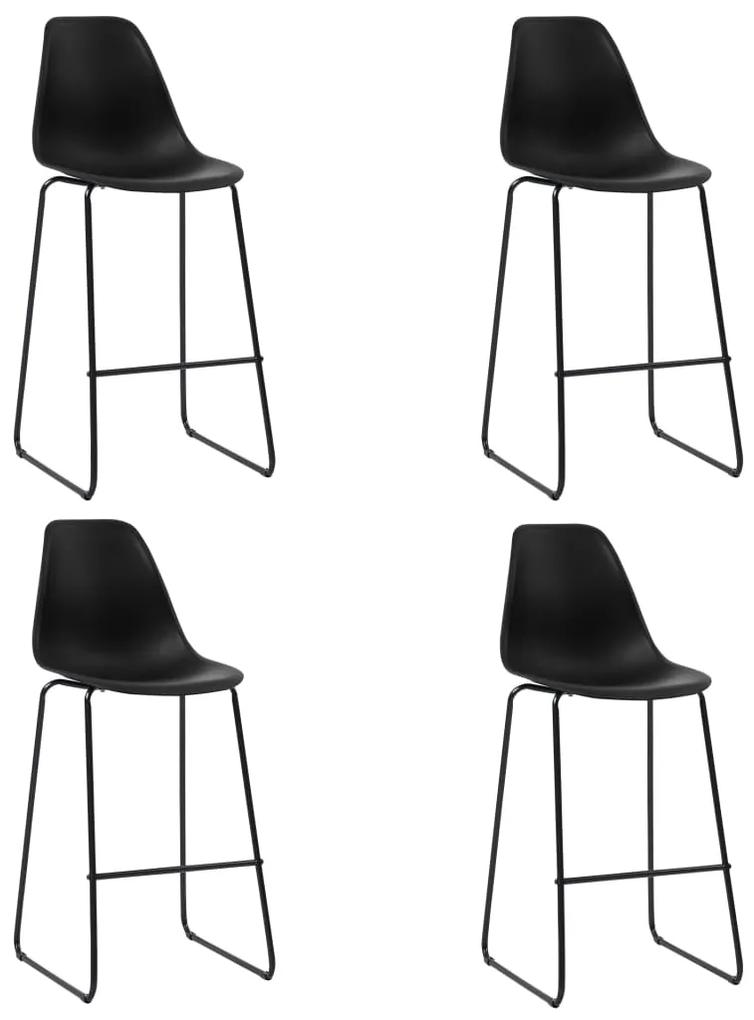 Cadeiras de bar 4 pcs plástico preto
