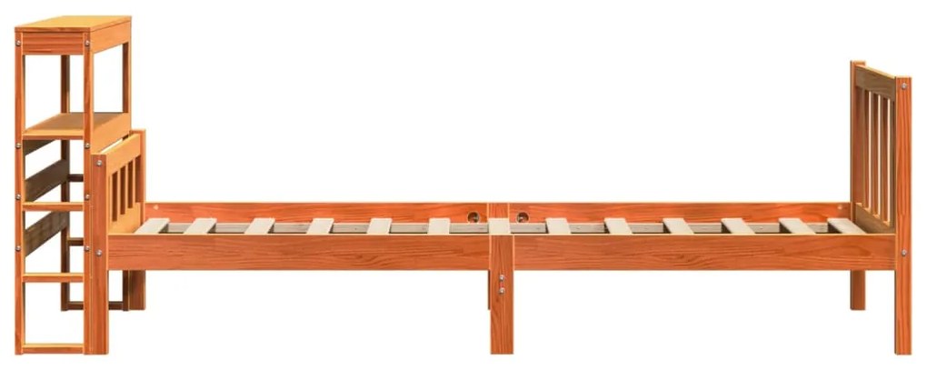 Estrutura cama c/ cabeceira 90x190 cm pinho maciço castanho-mel