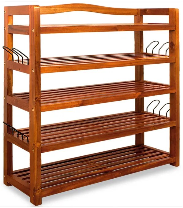 Sapateira em madeira de acácia 75x26x82cm castanho