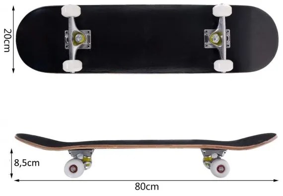 Skateboard Longboards para Crianças Prancha de Madeira de Bordo 79x20cm com 4 Rodas PU Fúcsia Preto