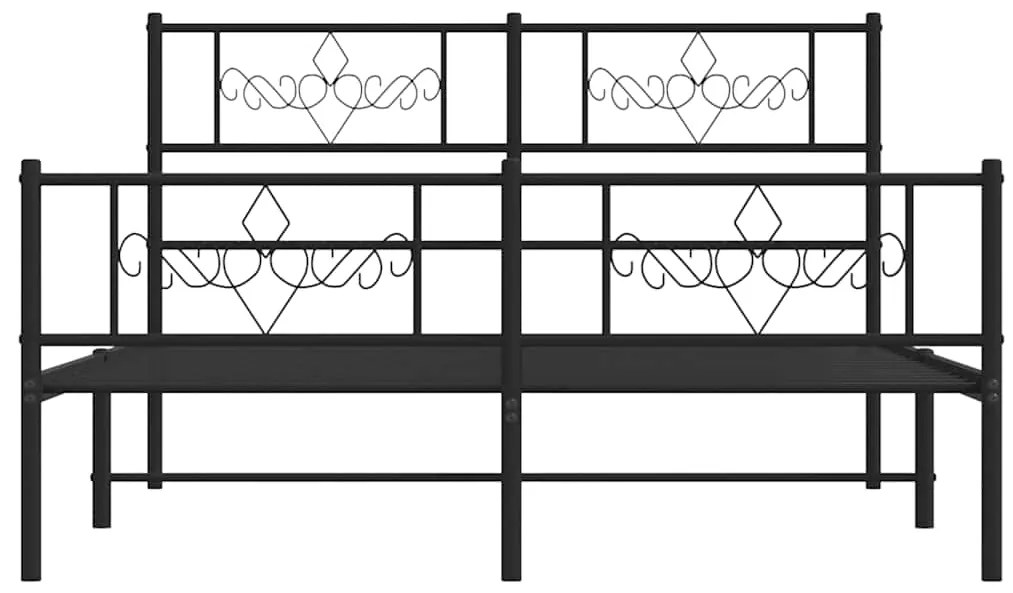 Estrutura de cama com cabeceira e pés 150x200 cm metal preto