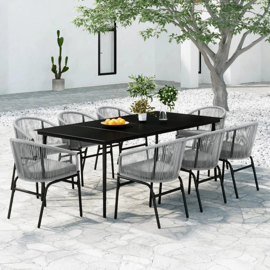 vidaXL 9 pcs conjunto de jantar para jardim cinzento