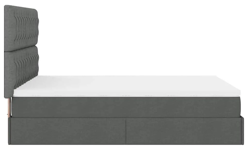 Estrutura cama otomana colchão 140x200cm tecido cinzento escuro