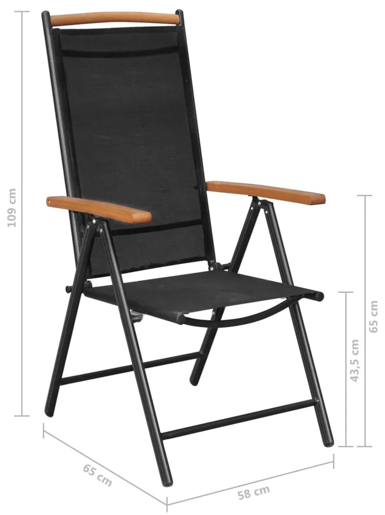 9 pcs conjunto de jantar para jardim alumínio preto