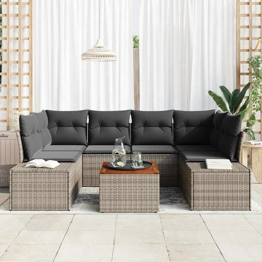 vidaXL Conjunto de Sofá de Jardim 7 pcs Cinzeto 55 x 55 x 37 cm