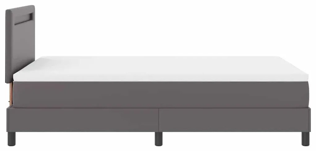 Cama Box com Colchão Cinza, 120 x 200 cm em Couro Sintético