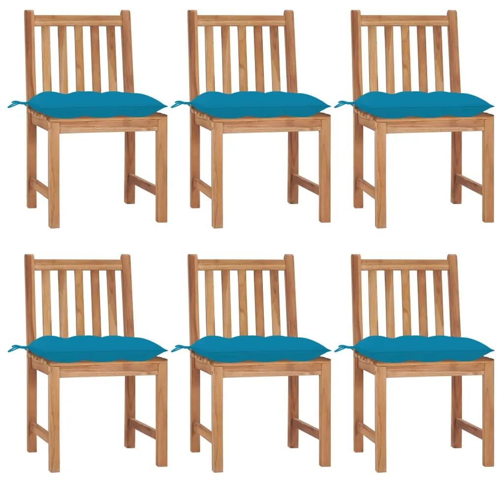 Cadeiras de jardim 6 pcs c/ almofadões madeira de teca maciça