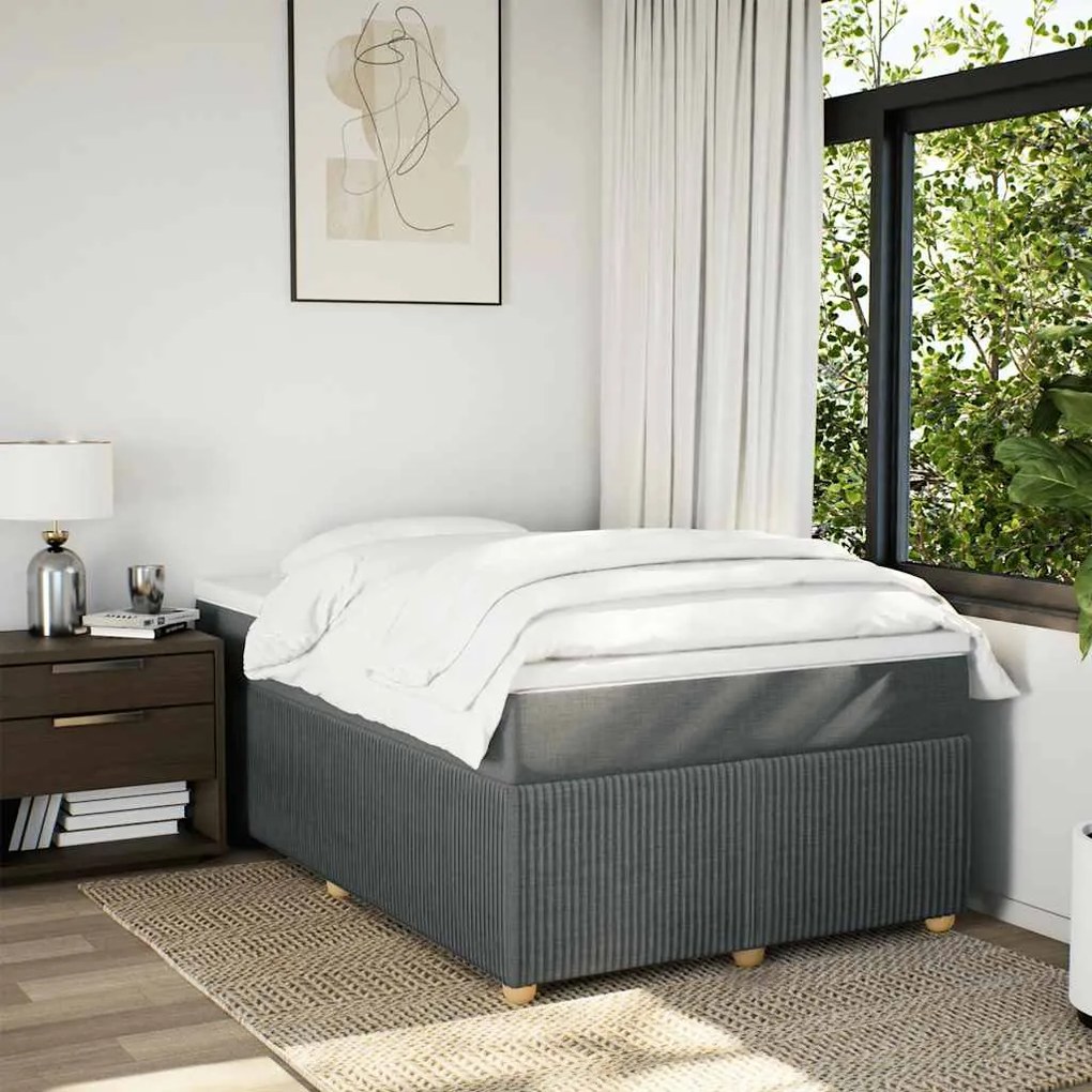 Cama com molas/colchão 120x200 cm tecido cinzento-escuro