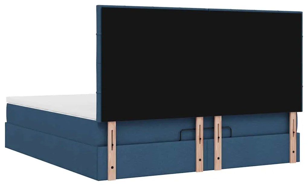 Estrutura de cama otomana com colchão 160x200 cm tecido azul