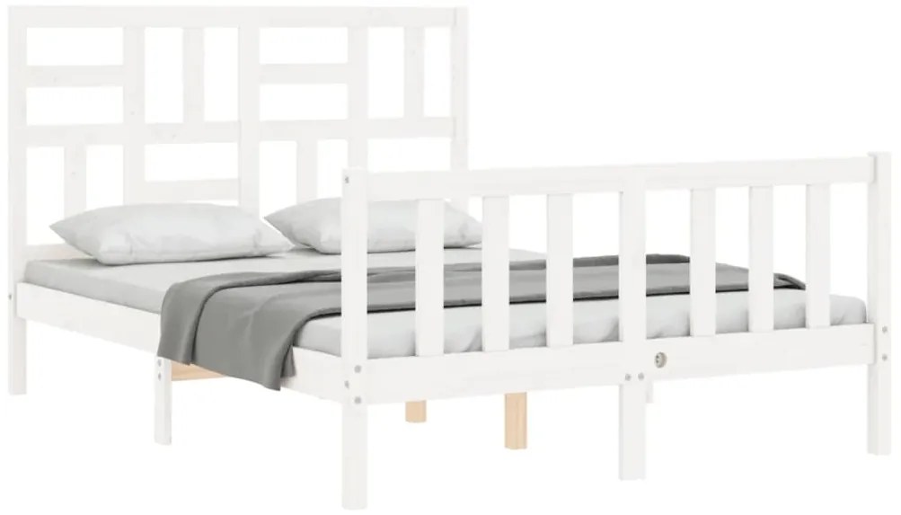 Cama sem colchão 140x200 cm madeira de pinho maciça branco
