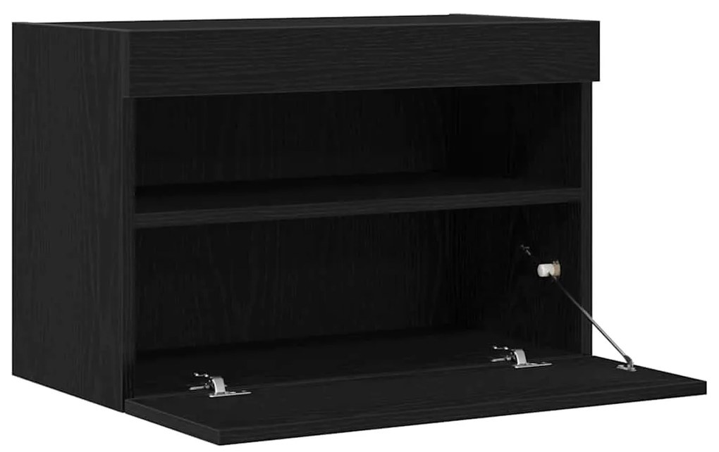 Cabinet de TV vidaXL com Luzes LED Carvalho Preto 60x30x40 cm